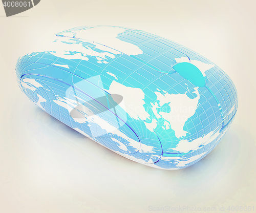 Image of Globe Earth Mouse. 3D illustration. Vintage style.