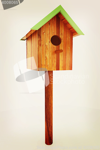 Image of Nest box birdhouse. 3D illustration. Vintage style.