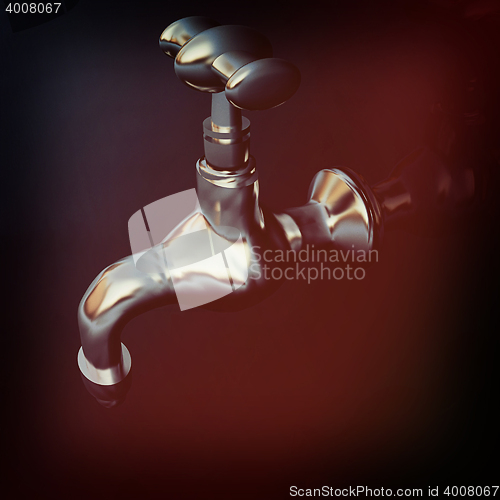 Image of Water taps. 3D illustration. Vintage style.