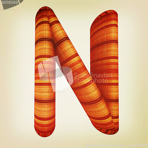 Image of Wooden Alphabet. Letter \"N\" on a white. 3D illustration. Vintage