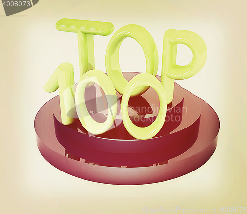 Image of Top hundred icon on white background. 3D illustration. Vintage s