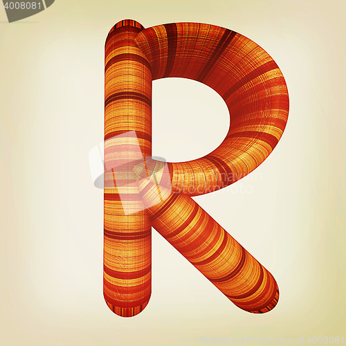 Image of Wooden Alphabet. Letter \"R\" on a white. 3D illustration. Vintage