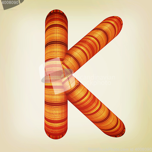 Image of Wooden Alphabet. Letter \"K\" on a white. 3D illustration. Vintage