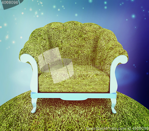 Image of Herbal armchair. 3D illustration. Vintage style.