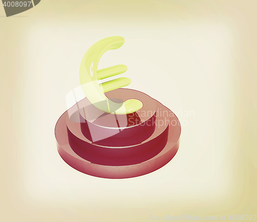 Image of icon euro sign on podium. 3D illustration. Vintage style.