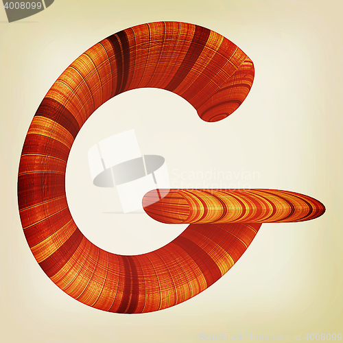 Image of Wooden Alphabet. Letter \"G\" on a white. 3D illustration. Vintage