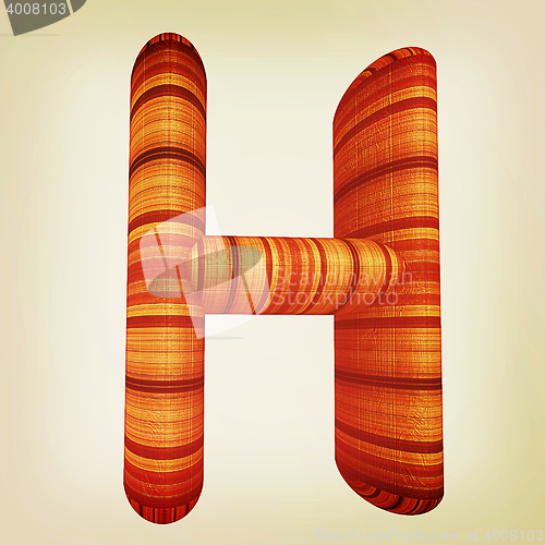 Image of Wooden Alphabet. Letter \"H\" on a white. 3D illustration. Vintage