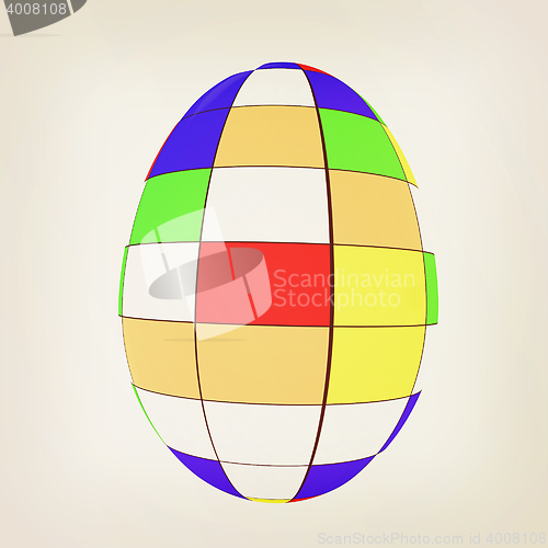 Image of Easter egg. 3D illustration. Vintage style.