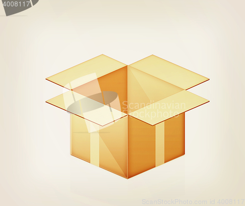 Image of Cardboard box. 3D illustration. Vintage style.