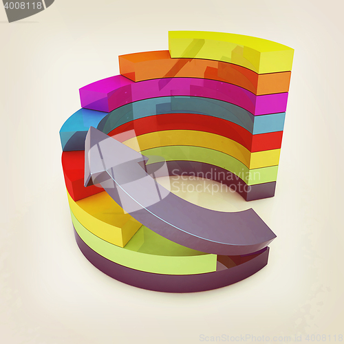 Image of 3d colorful abstract diagram and arrow. 3D illustration. Vintage