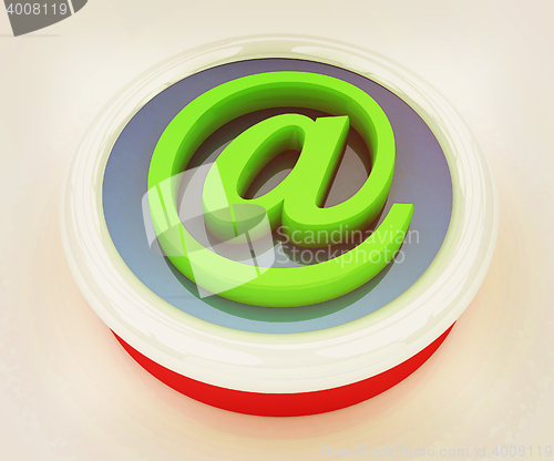 Image of 3d button email Internet push. 3D illustration. Vintage style.