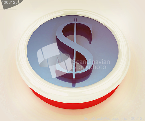 Image of Dollar button. 3D illustration. Vintage style.