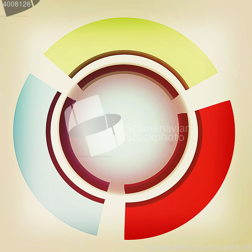 Image of Abstract blue sphere and colorful semi-circles . 3D illustration
