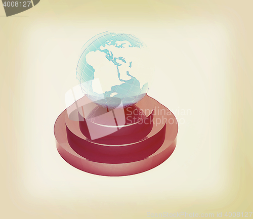 Image of earth on podium. 3D illustration. Vintage style.