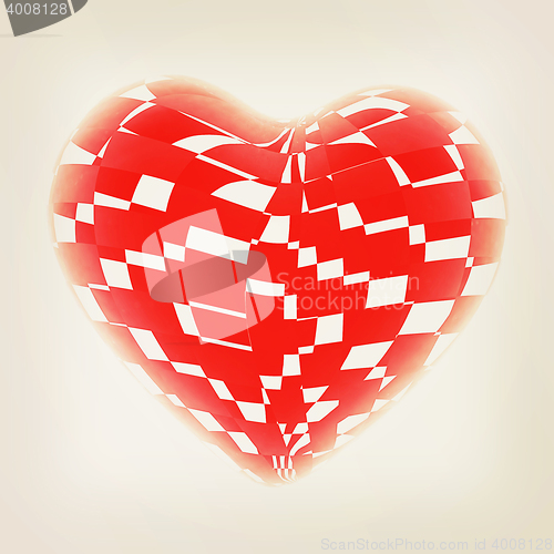 Image of 3d beautiful red glossy heart of the bands. 3D illustration. Vin