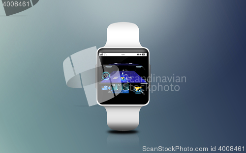 Image of illustration of smart watch with gps navigator map