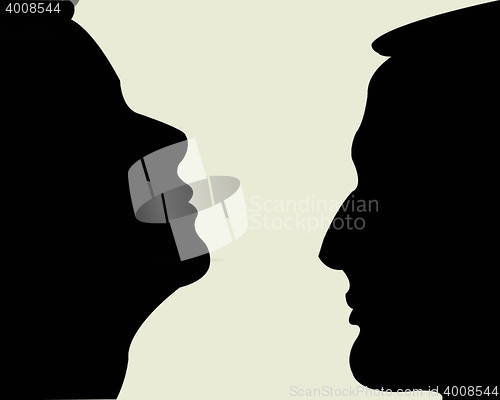 Image of Black silhouettes feminine and male person