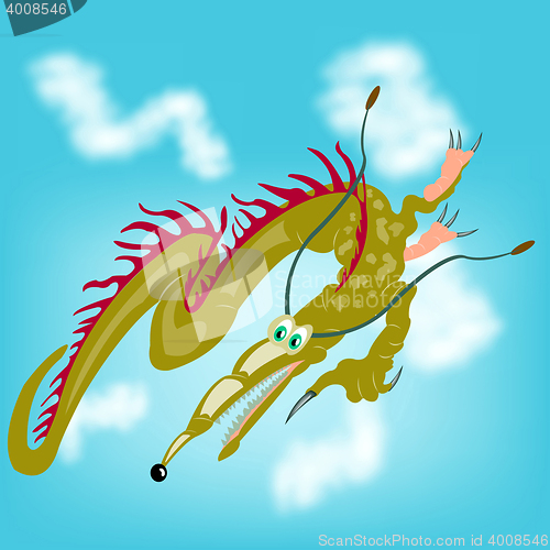Image of Fantastic dragon in sky