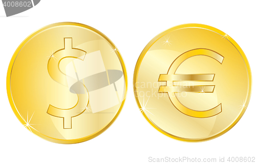 Image of Two coins on white background