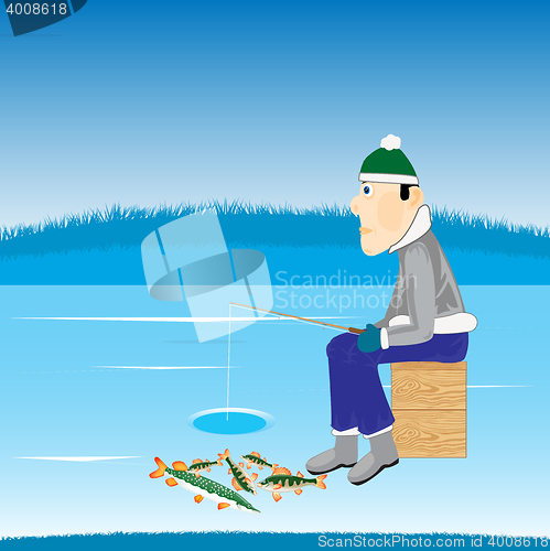 Image of Winter fishing on river