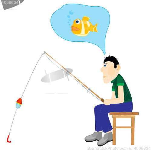 Image of Illustration men thinking about fishing