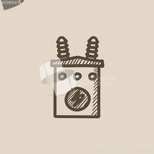 Image of High voltage transformer sketch icon.