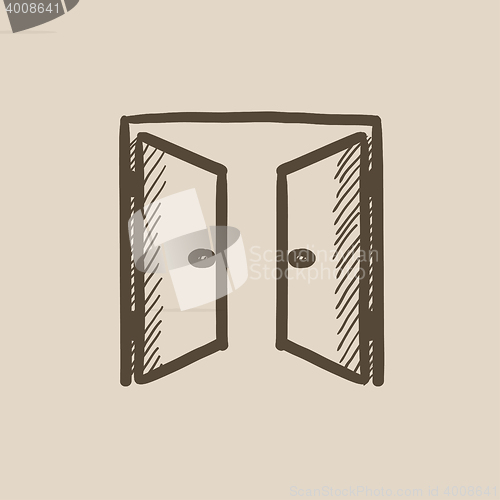 Image of Open doors sketch icon.