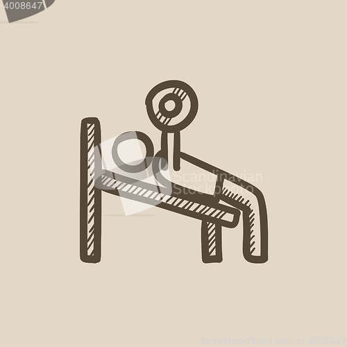 Image of Man lifting barbell sketch icon.