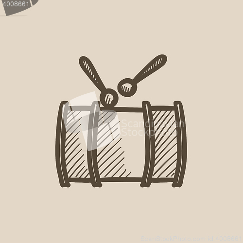 Image of Drum with sticks sketch icon.
