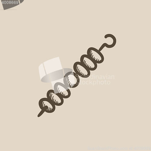 Image of Shish kebab sketch icon.