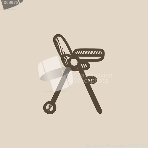 Image of Baby chair for feeding sketch icon.