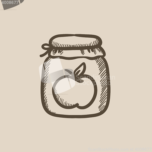 Image of Apple jam jar sketch icon.