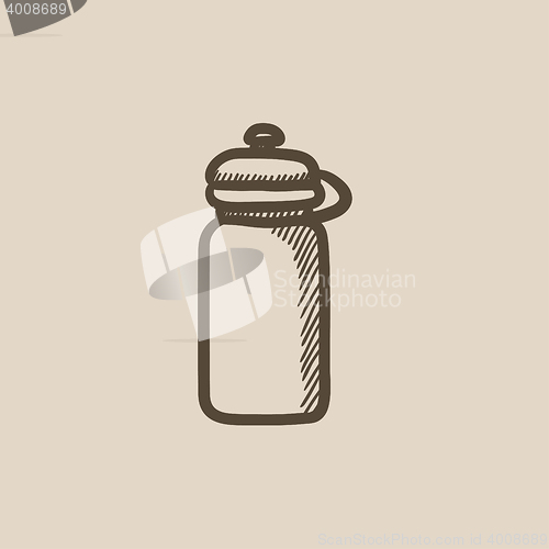 Image of Sport water bottle sketch icon.