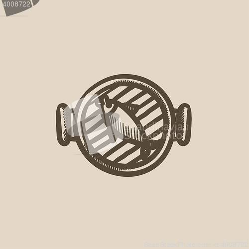 Image of Fish on grill sketch icon.