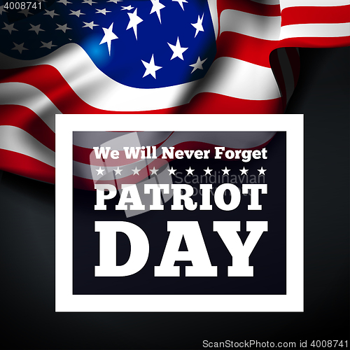 Image of Patriot Day, September 11 waving flag.