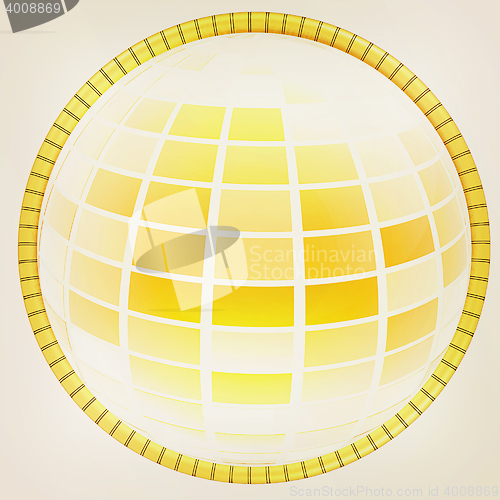 Image of Yellow 3d globe icon with highlights . 3D illustration. Vintage 