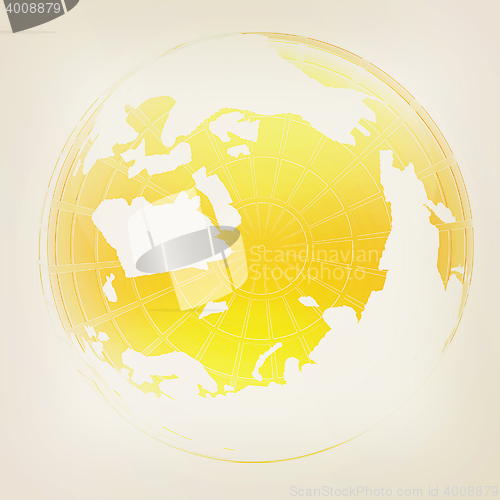 Image of Yellow 3d globe icon with highlights . 3D illustration. Vintage 