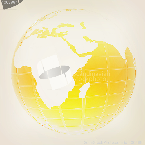 Image of Yellow 3d globe icon with highlights . 3D illustration. Vintage 