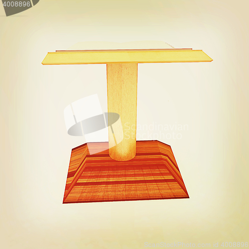 Image of podium with an open book . 3D illustration. Vintage style.