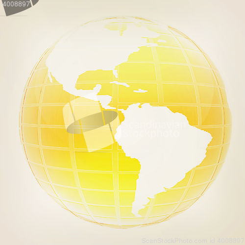 Image of Yellow 3d globe icon with highlights . 3D illustration. Vintage 