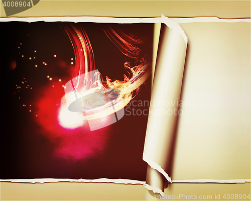 Image of background abstract lights and shine with torn paper . 3D illust