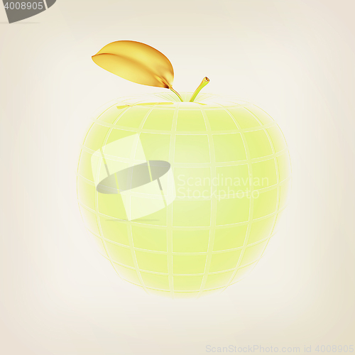 Image of Abstract apple . 3D illustration. Vintage style.