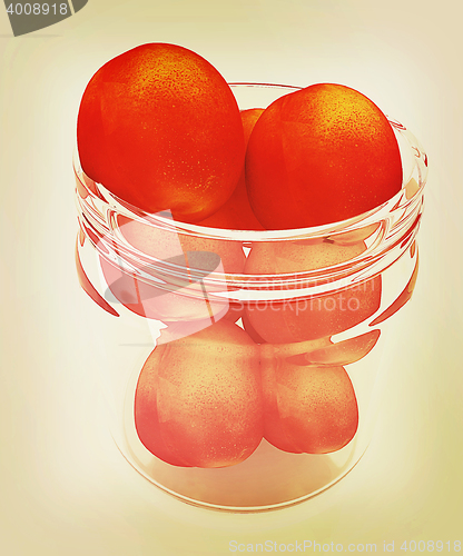 Image of fresh peaches. 3D illustration. Vintage style.