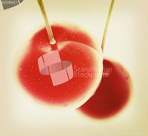 Image of sweet cherries . 3D illustration. Vintage style.