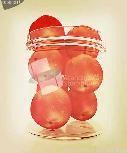 Image of fresh peaches. 3D illustration. Vintage style.