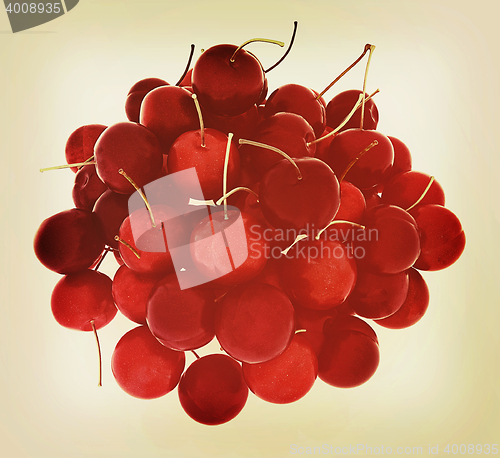 Image of Sweet cherry. 3D illustration. Vintage style.