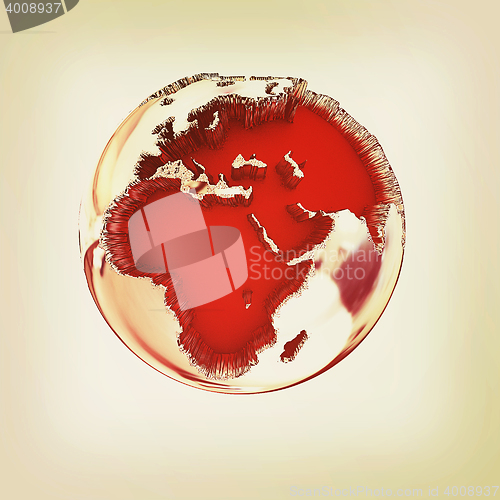 Image of 3d illustration chrome of earth globe. 3D illustration. Vintage 