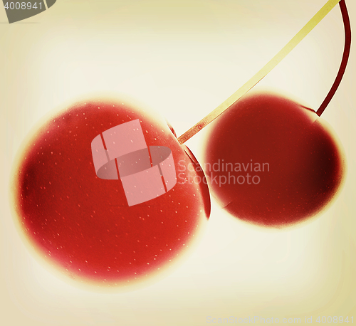 Image of sweet cherries . 3D illustration. Vintage style.