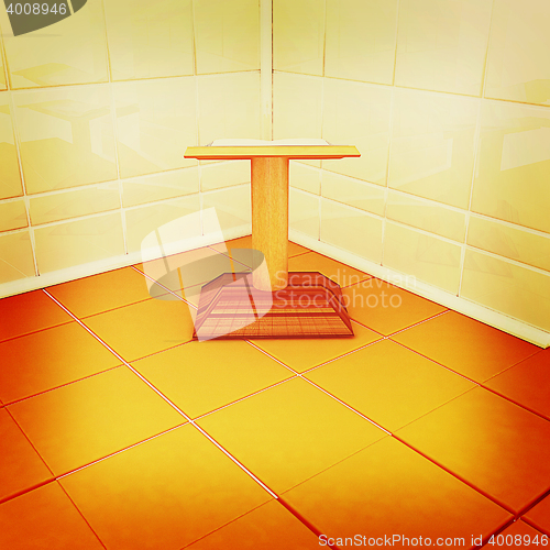 Image of Podium with an open book in the corner. 3D illustration. Vintage