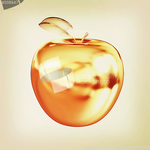 Image of Gold apple. 3D illustration. Vintage style.